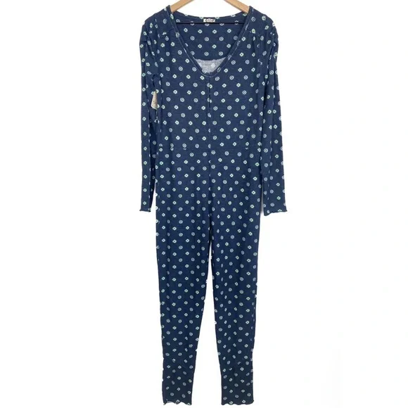 NWT Free People Intimately Home Alone Thermal Long John, Deep Navy - Size M